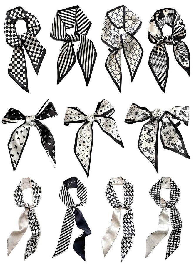 DAWZMR 11PCS Scarves for Purses and Handbags, Classic Fashionable Black Bag Scarfs Handles for Be Given as Gifts to Family - Image 1